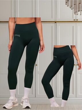 Gymshark Everyday Seamless Graphic Leggings Darkest Teal Size L